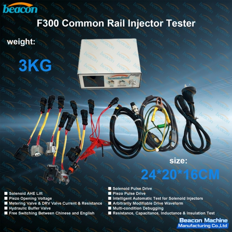 {F300 Probador de Inyectores Common Rail Solenoide y Piezo Válvula DRV AHE y Onda}