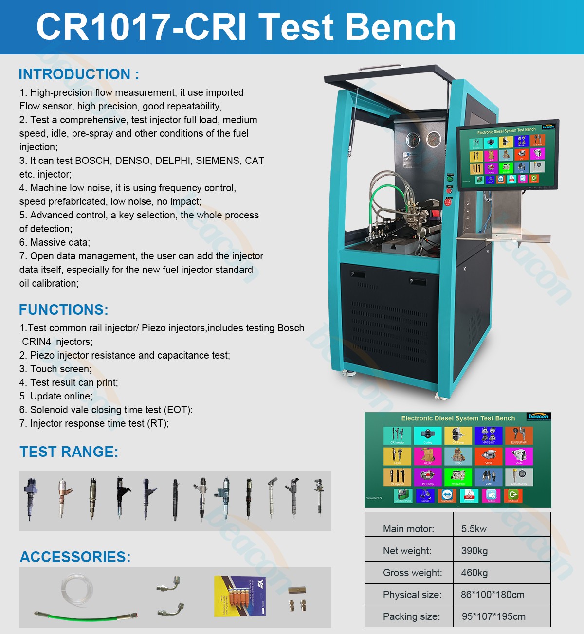 diesel engine test bench, fuel pump calibration, auto repair equipment