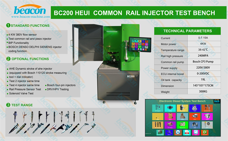 BC200 Test Bench, Common Rail Injector Tester, Diesel Injector Diagnostic Tool