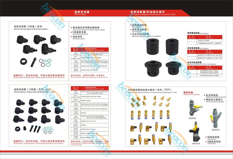 Injector Back Leak Connectors, Diesel Return Oil Adapters, Common Rail Leak-off Kit